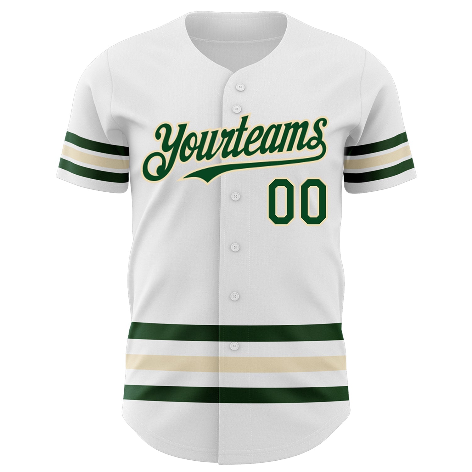 Custom White Green-Cream Line Authentic Baseball Jersey view 2