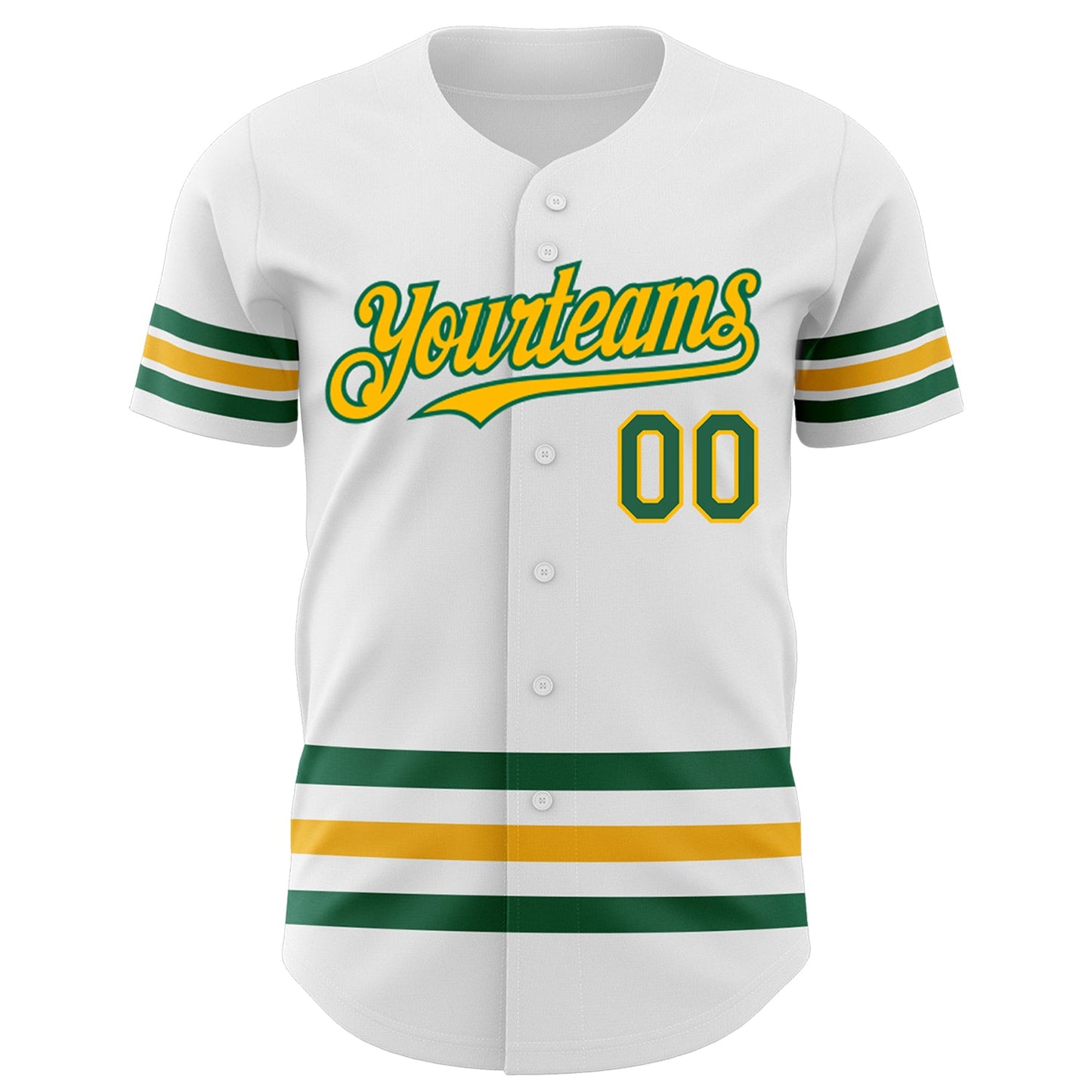 Custom White Kelly Green-Gold Line Authentic Baseball Jersey view 2