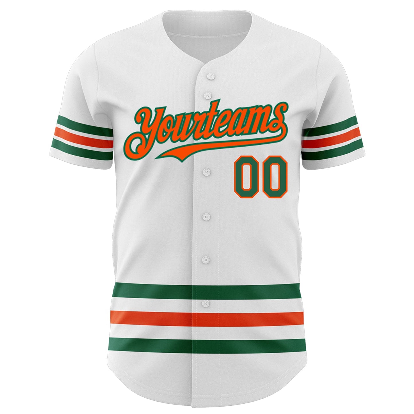 Custom White Kelly Green-Orange Line Authentic Baseball Jersey view 2