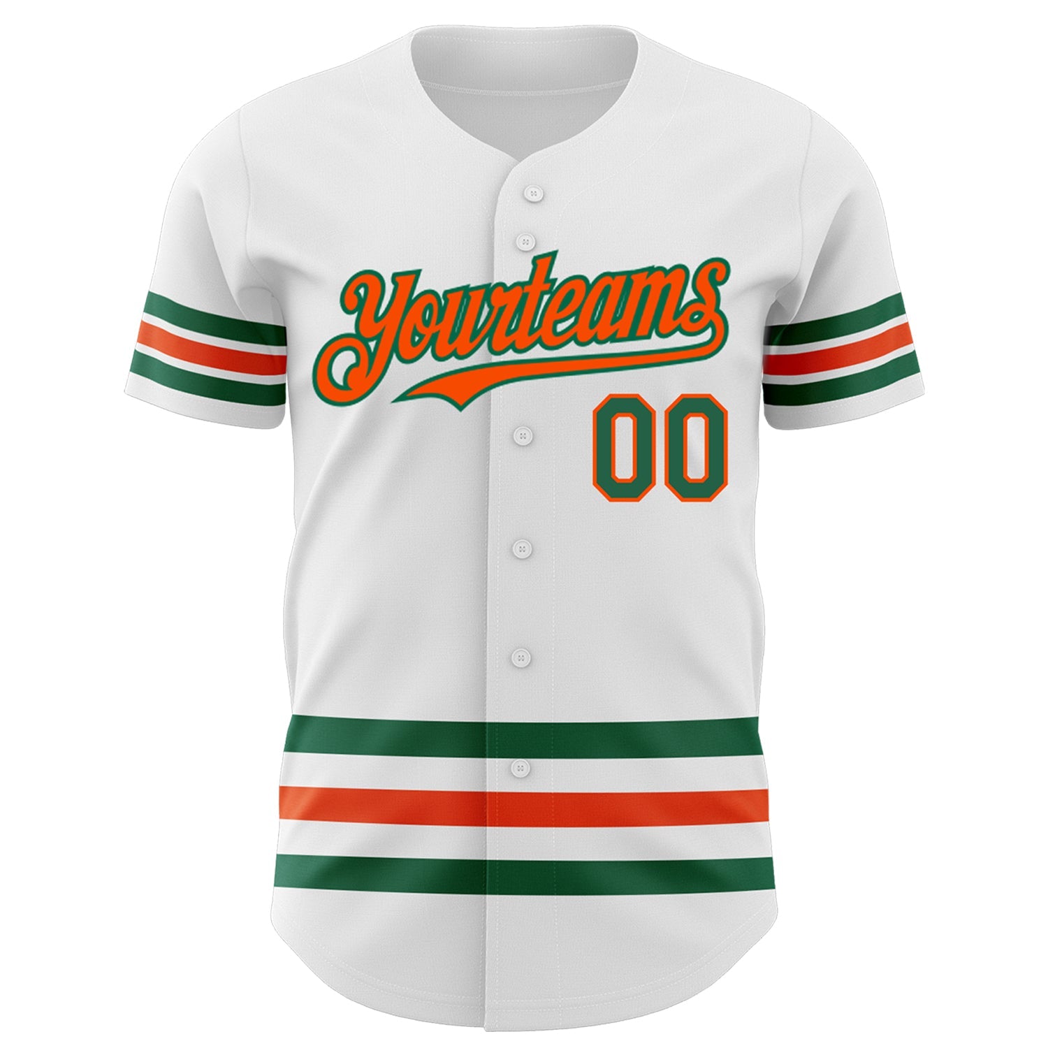 Custom White Kelly Green-Orange Line Authentic Baseball Jersey view 2