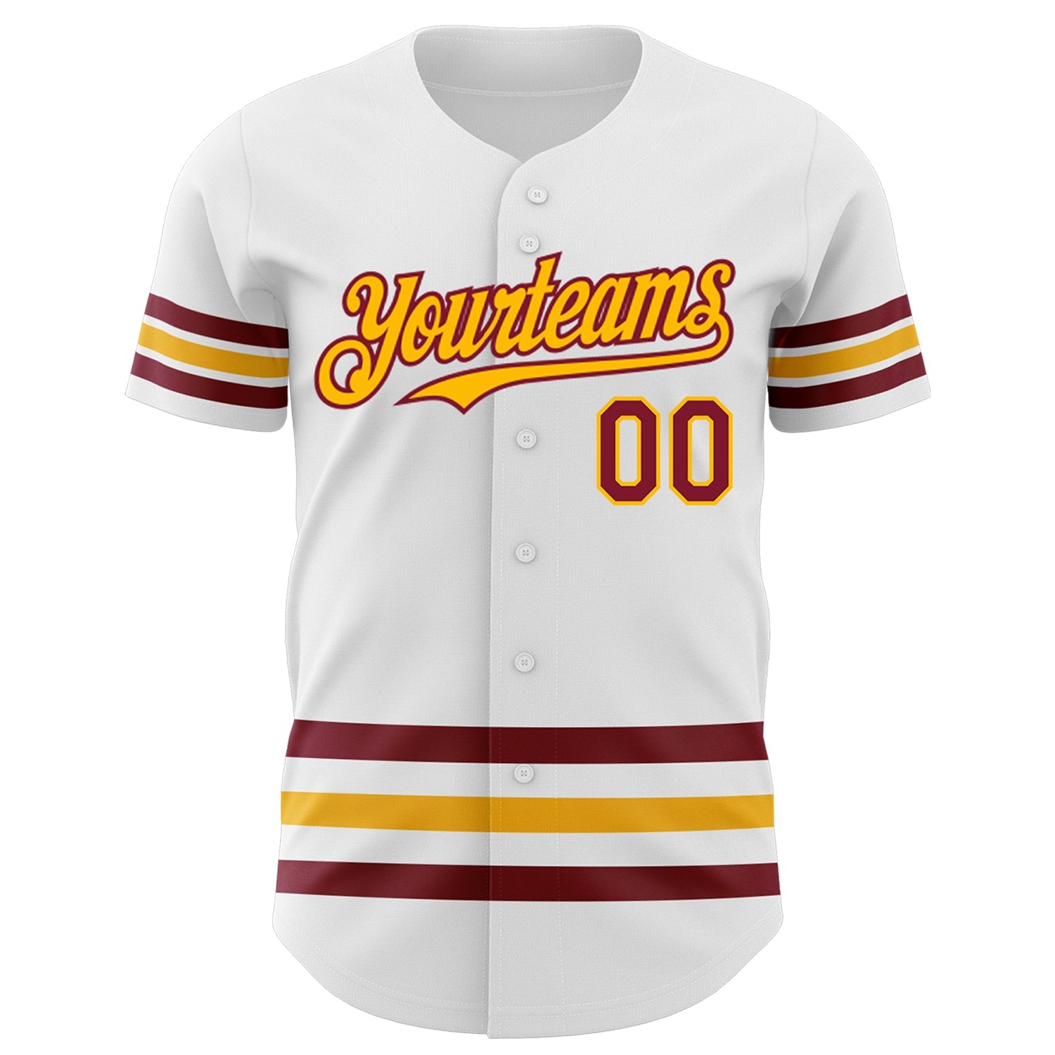 Custom White Crimson-Gold Line Authentic Baseball Jersey view 2
