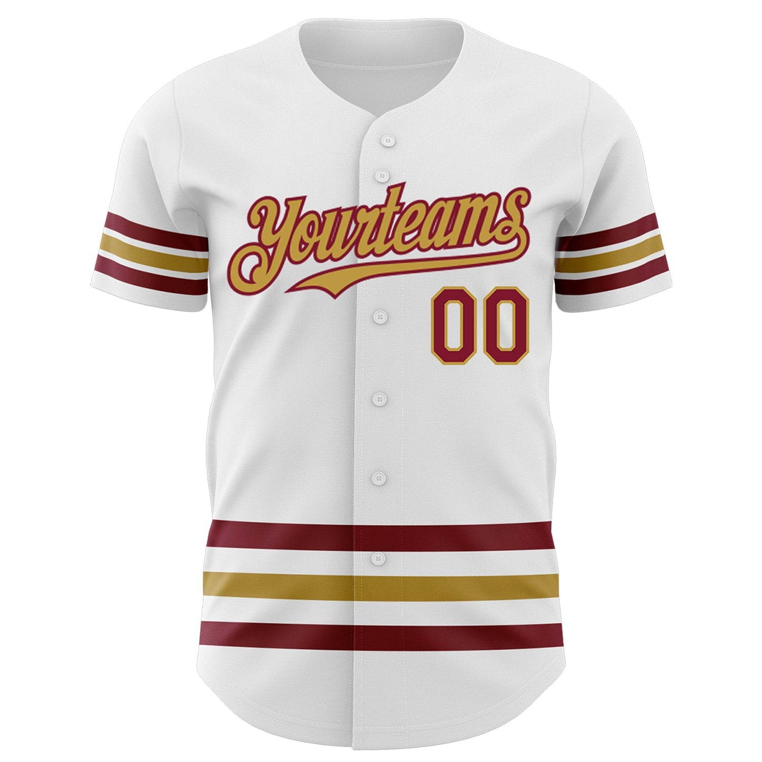 Custom White Crimson-Old Gold Line Authentic Baseball Jersey view 2