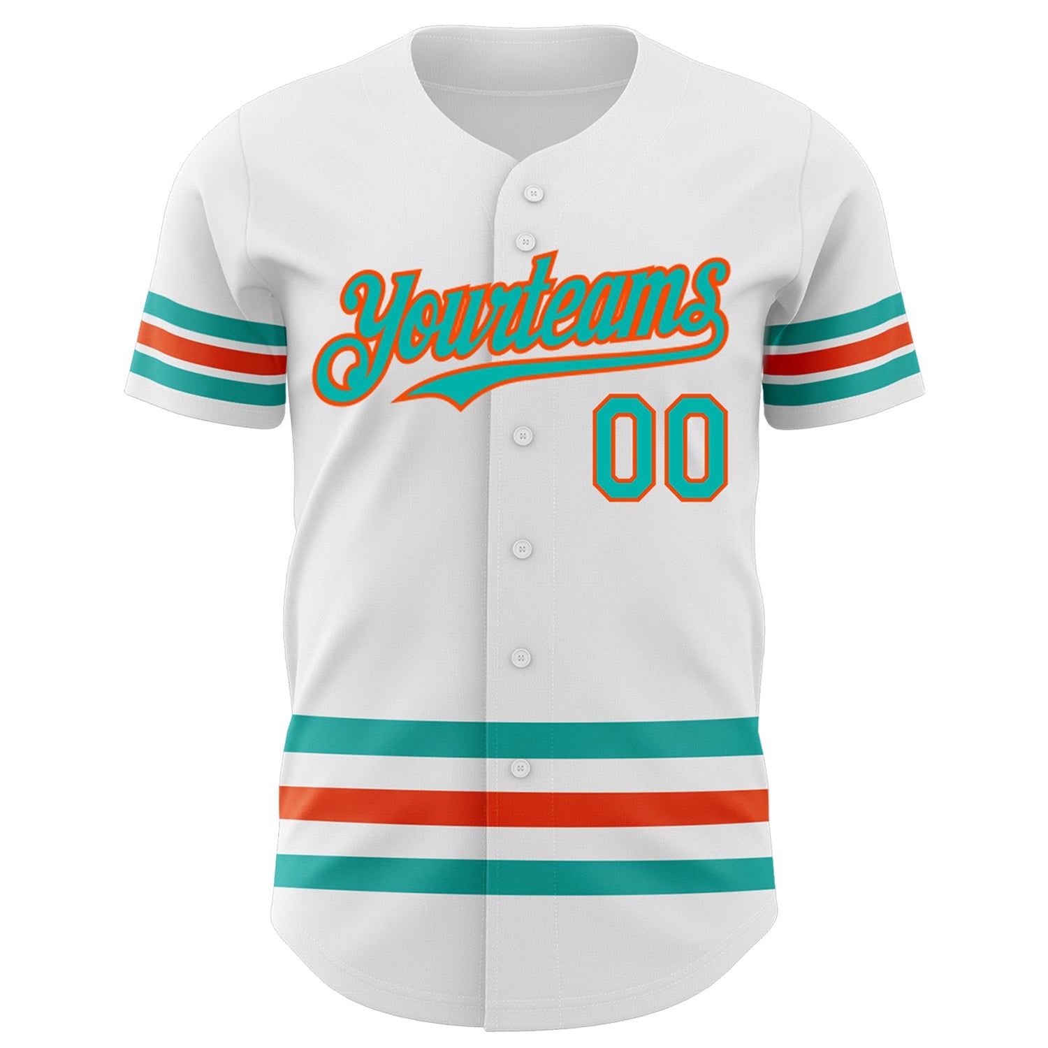 Custom White Aqua-Orange Line Authentic Baseball Jersey view 2