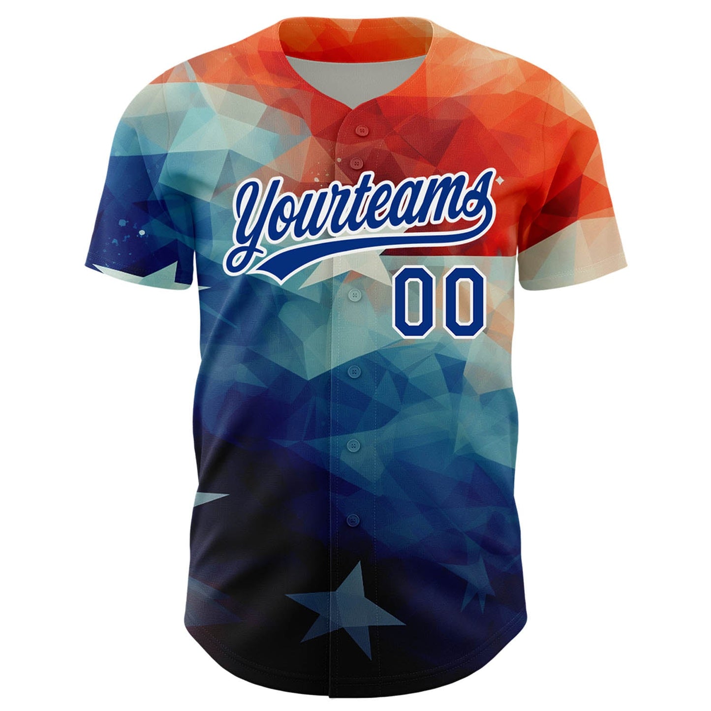 Custom Red Royal-White 3D American Flag Patriotic Authentic Baseball Jersey view 2