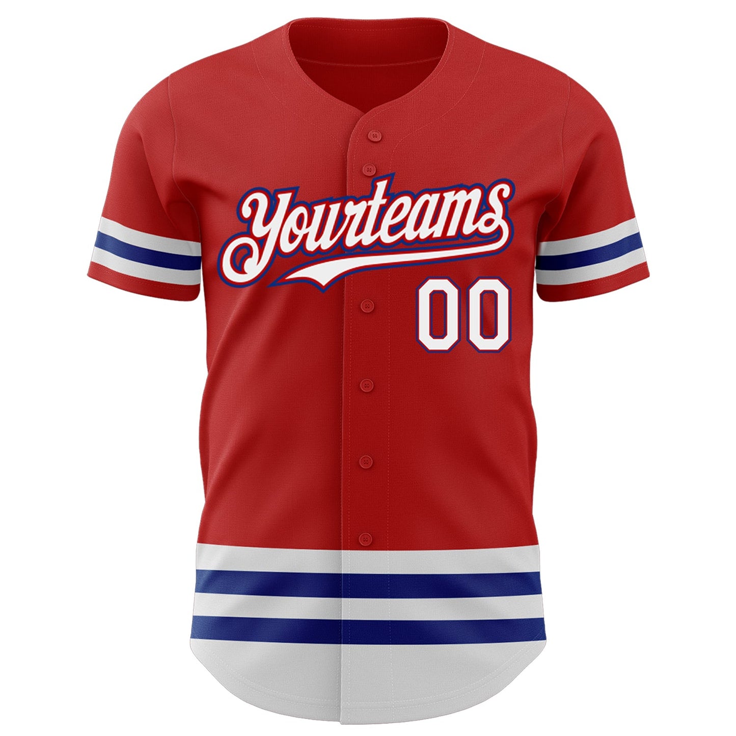 Custom Red White-Royal Line Authentic Baseball Jersey view 2