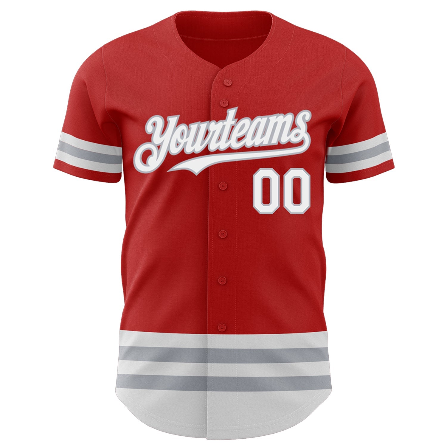 Custom Red White-Gray Line Authentic Baseball Jersey view 2