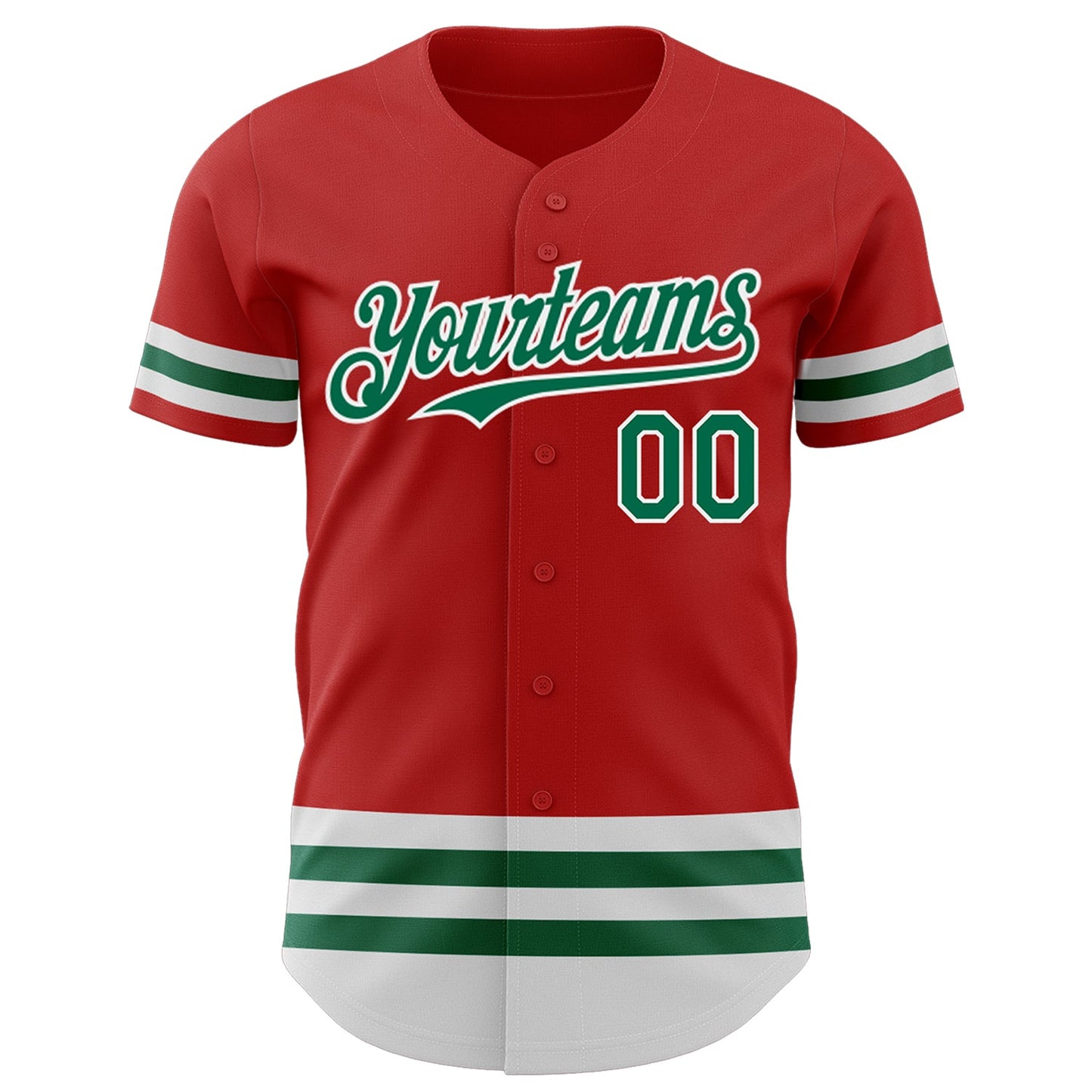 Custom Red Kelly Green-White Line Authentic Baseball Jersey view 2