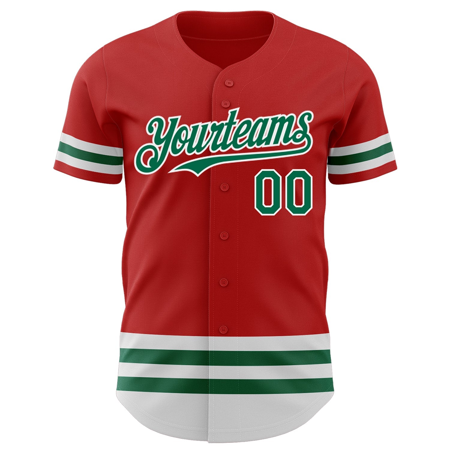 Custom Red Kelly Green-White Line Authentic Baseball Jersey view 2