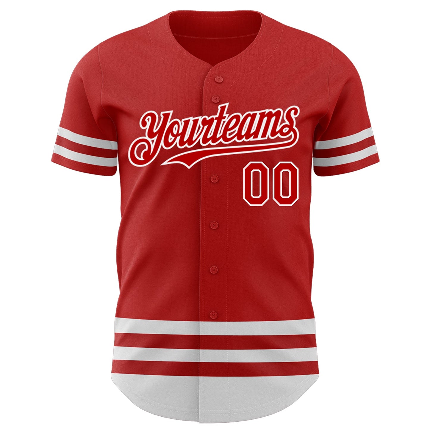 Custom Red White Line Authentic Baseball Jersey view 2