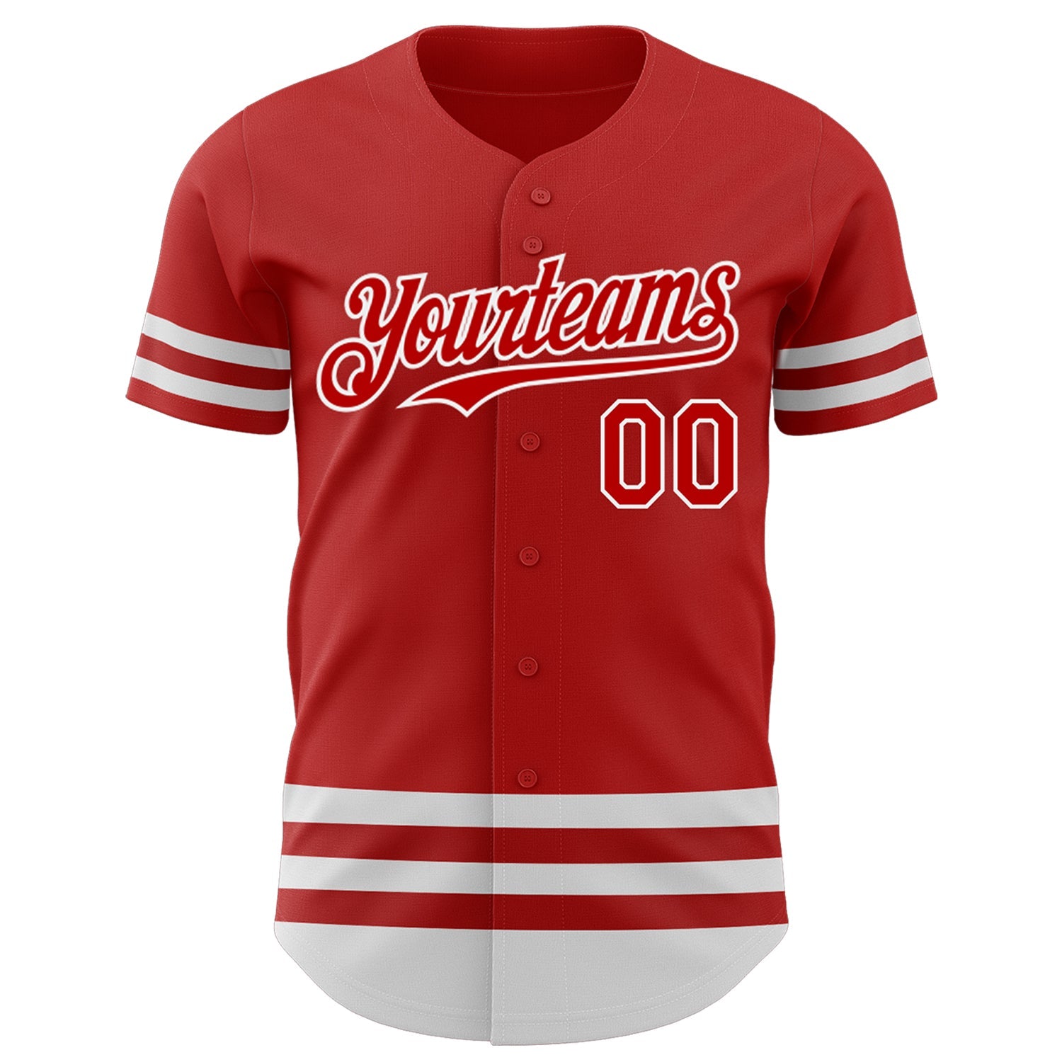 Custom Red White Line Authentic Baseball Jersey view 2