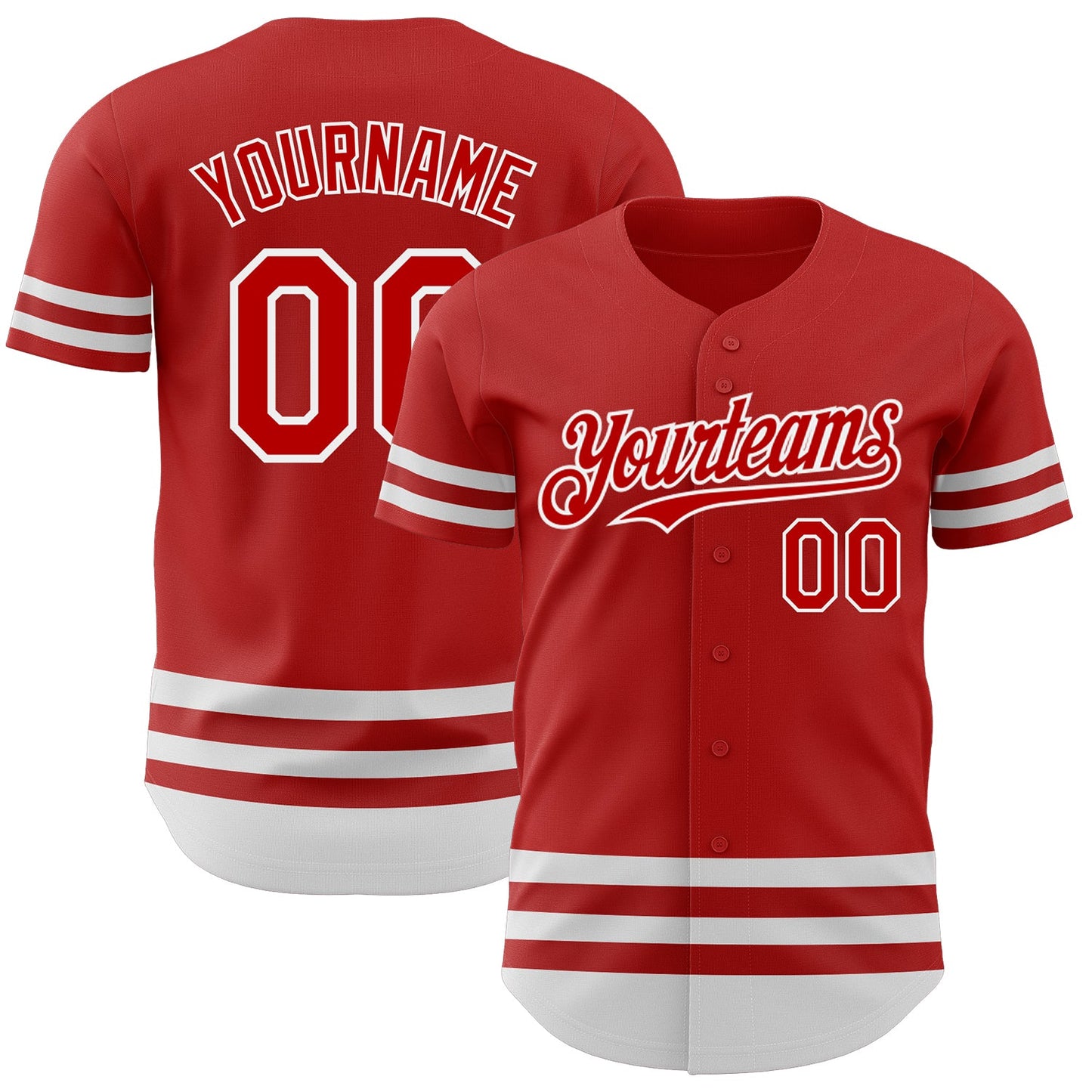 Custom Red White Line Authentic Baseball Jersey - Main View