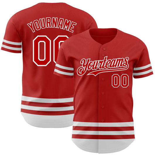 Custom Red White Line Authentic Baseball Jersey - Main View