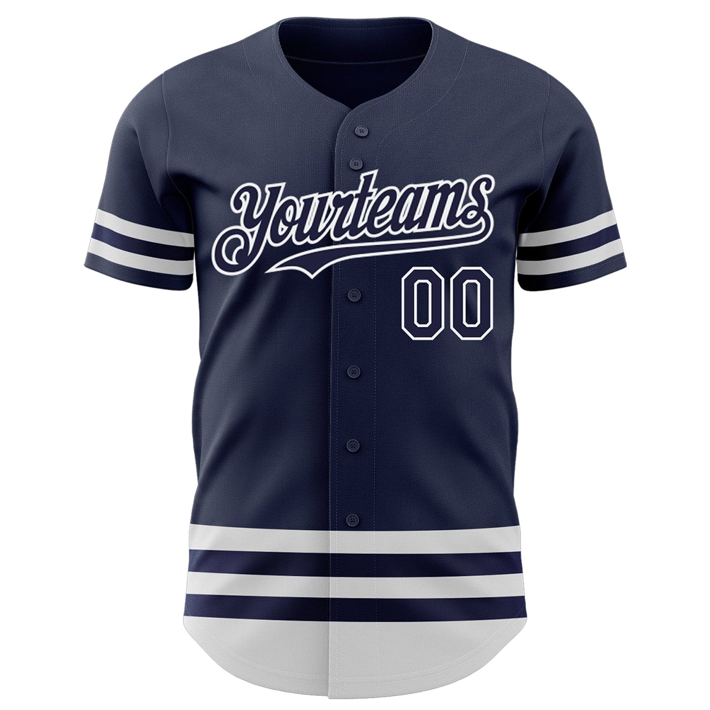 Custom Navy White Line Authentic Baseball Jersey view 2