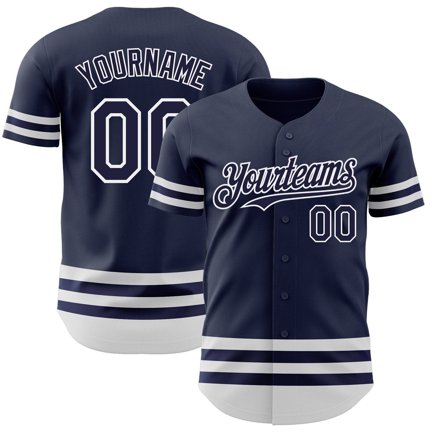 Custom Navy White Line Authentic Baseball Jersey - Main View
