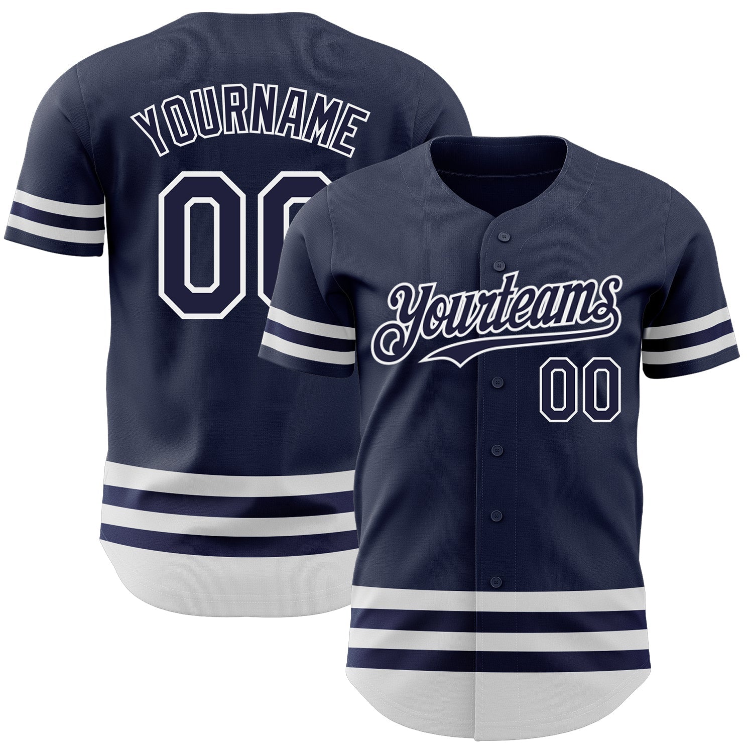 Custom Navy White Line Authentic Baseball Jersey - Main View
