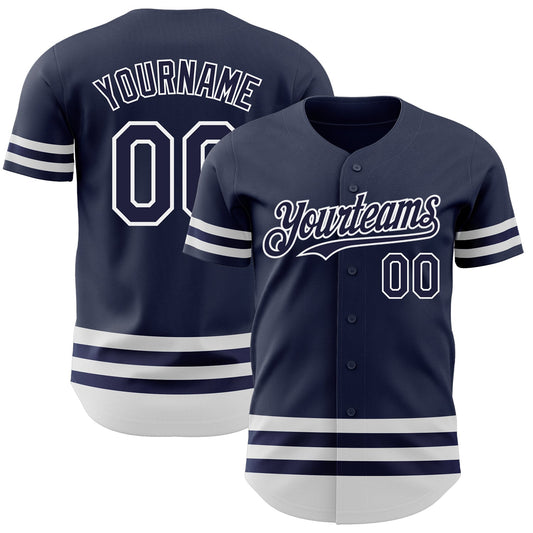 Custom Navy White Line Authentic Baseball Jersey - Main View