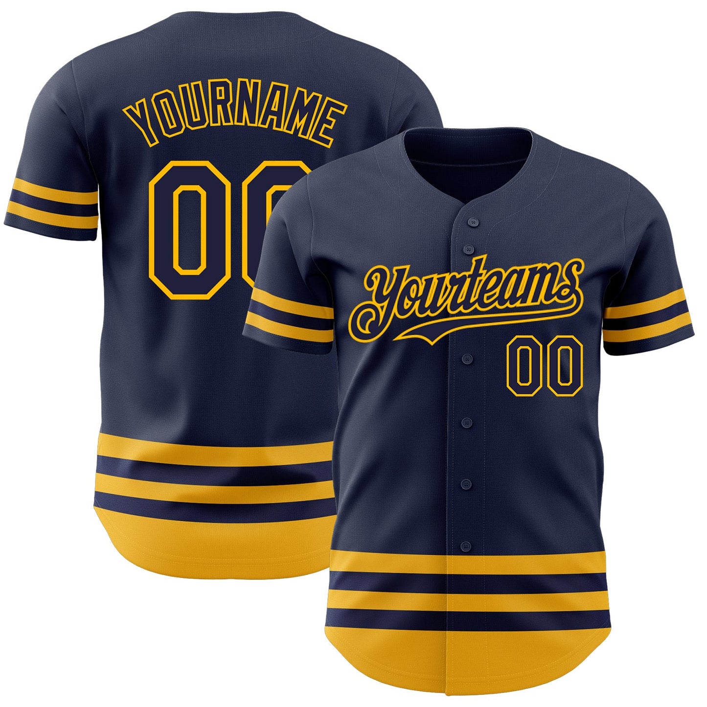 Custom Navy Gold Line Authentic Baseball Jersey - Main View