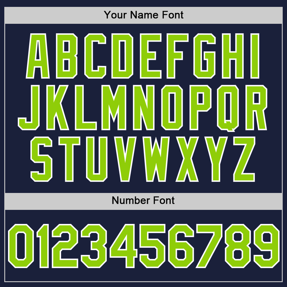 Custom Navy Neon Green-White Line Authentic Baseball Jersey view 5