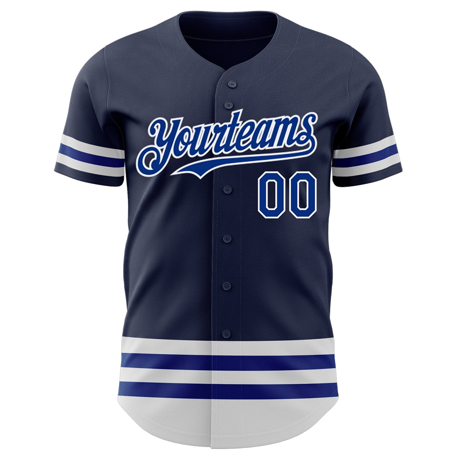 Custom Navy Royal-White Line Authentic Baseball Jersey view 2