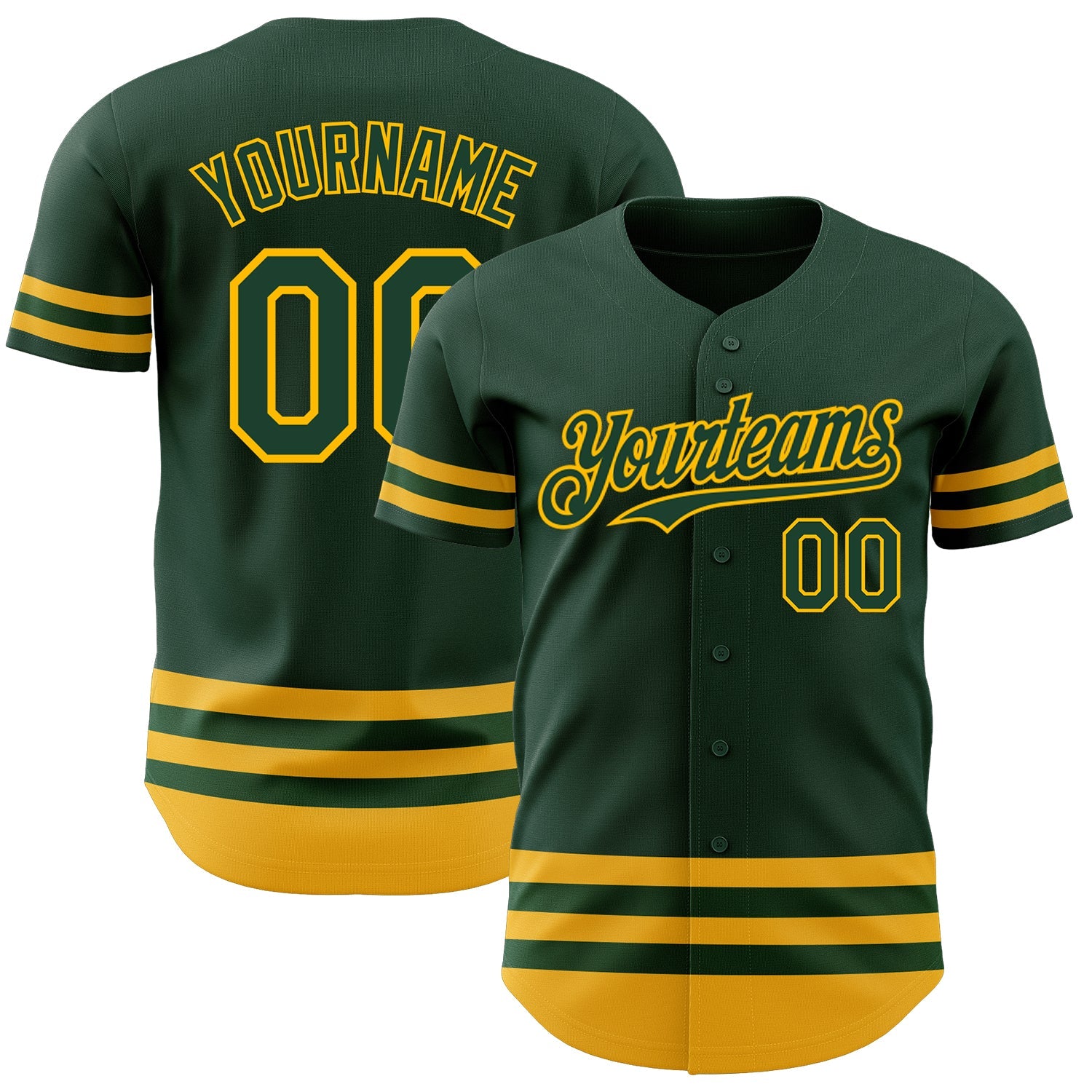 Custom Green Gold Line Authentic Baseball Jersey - Main View