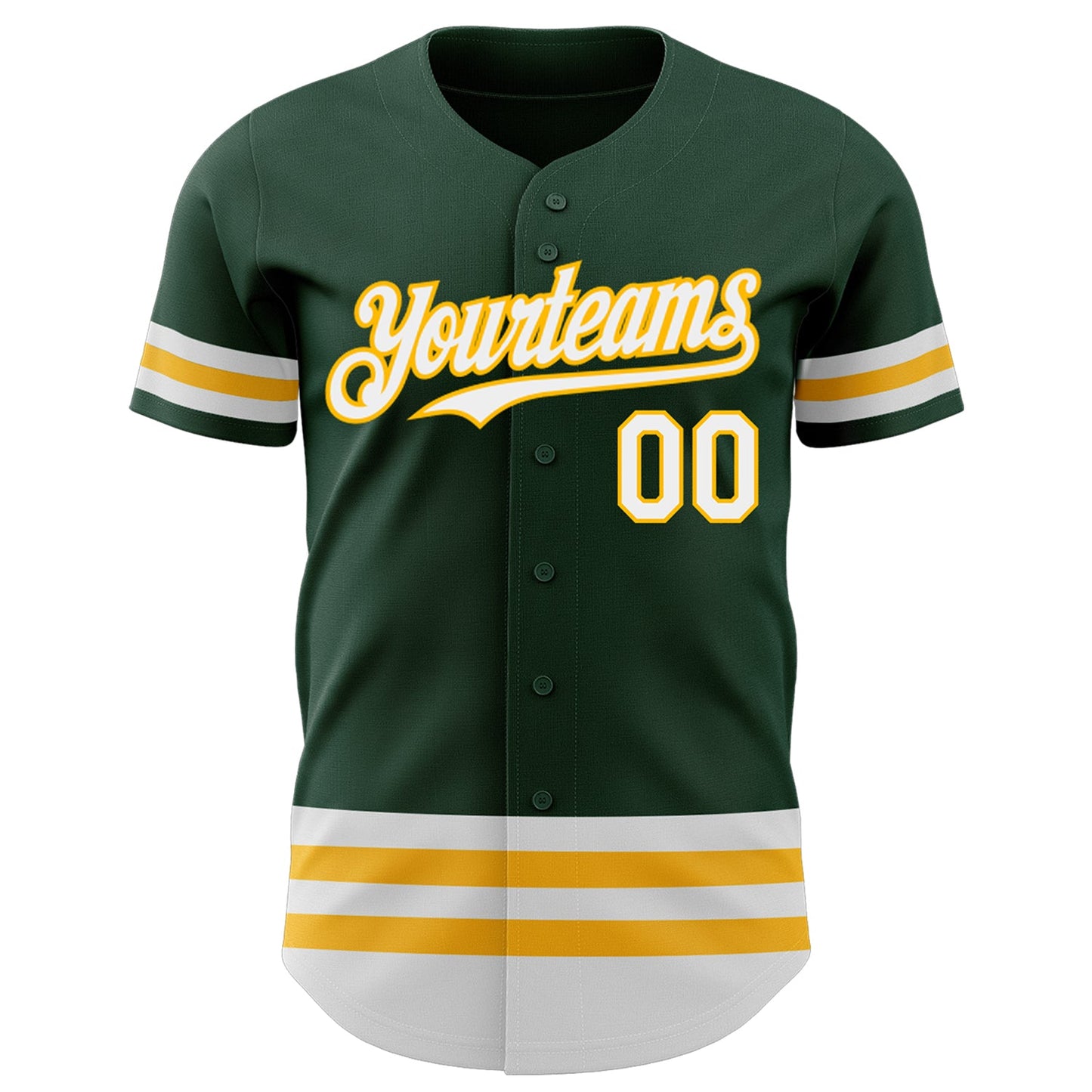 Custom Green White-Gold Line Authentic Baseball Jersey view 2