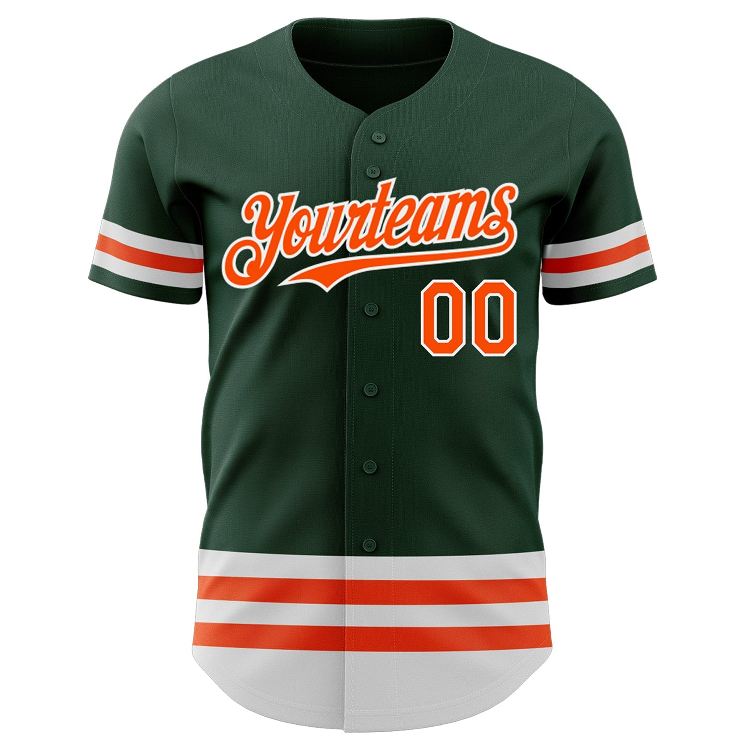 Custom Green Orange-White Line Authentic Baseball Jersey view 3