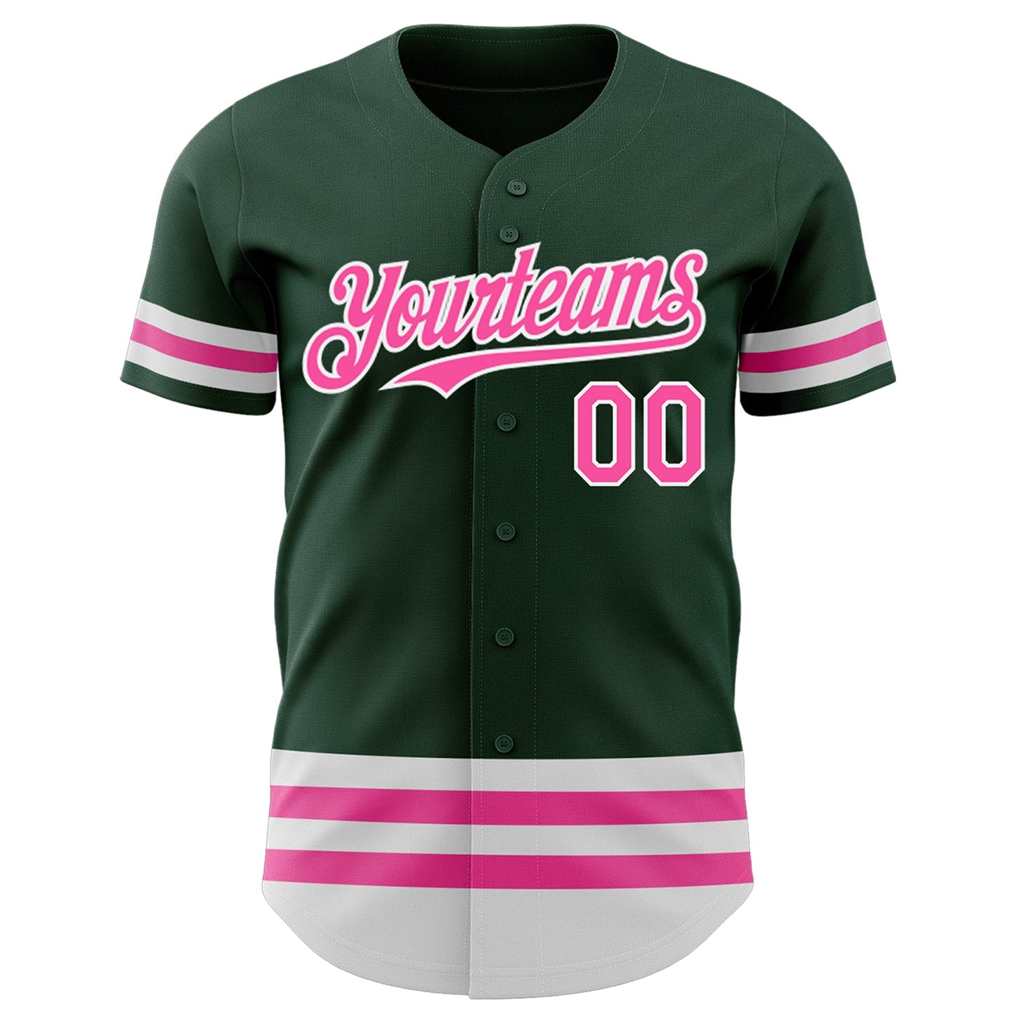 Custom Green Pink-White Line Authentic Baseball Jersey view 2