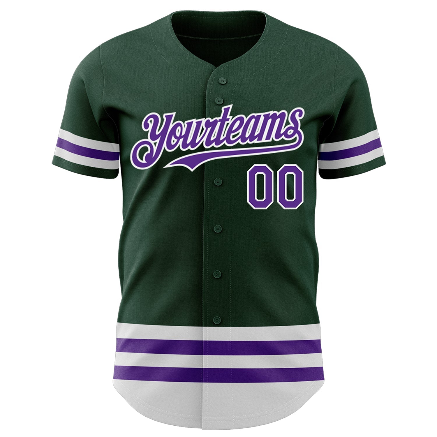 Custom Green Purple-White Line Authentic Baseball Jersey view 2