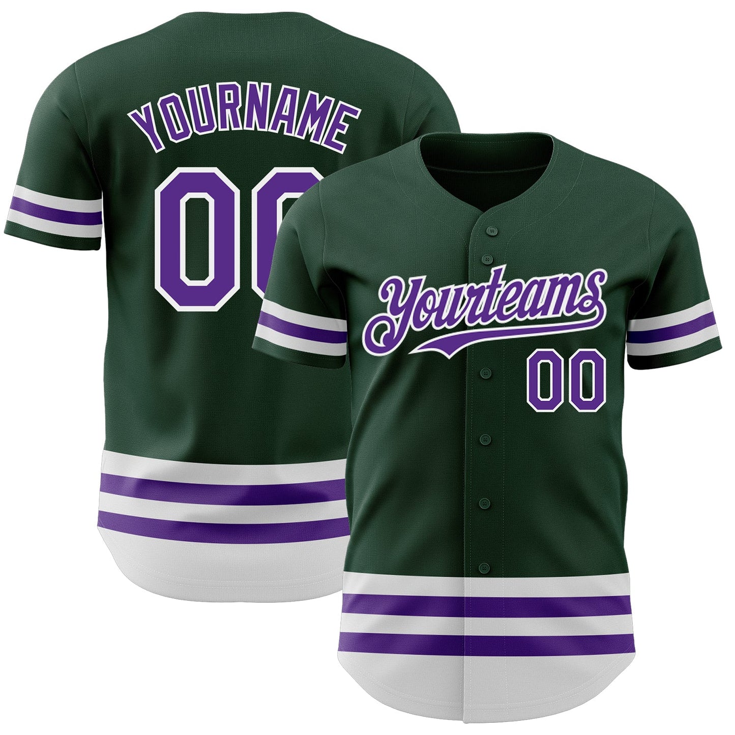 Custom Green Purple-White Line Authentic Baseball Jersey - Main View