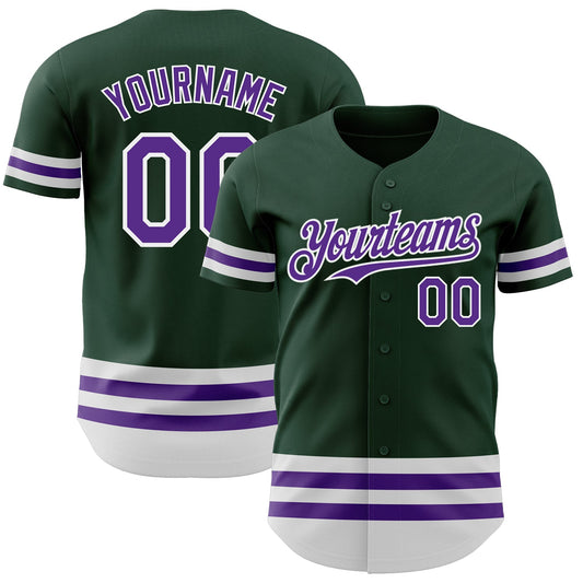 Custom Green Purple-White Line Authentic Baseball Jersey - Main View