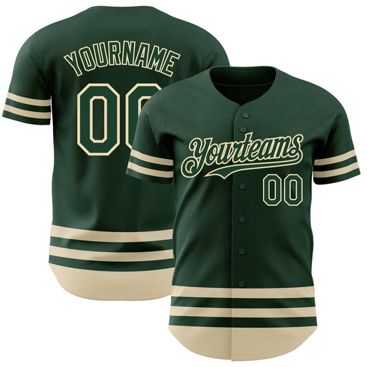 Custom Green Cream Line Authentic Baseball Jersey - Main View
