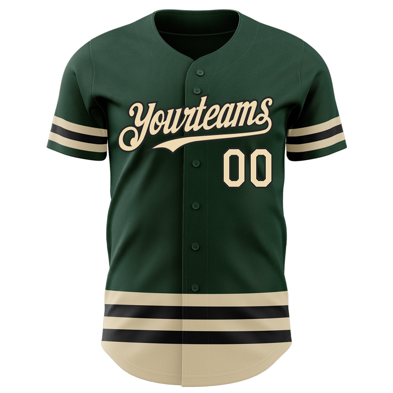 Custom Green Cream-Black Line Authentic Baseball Jersey view 2