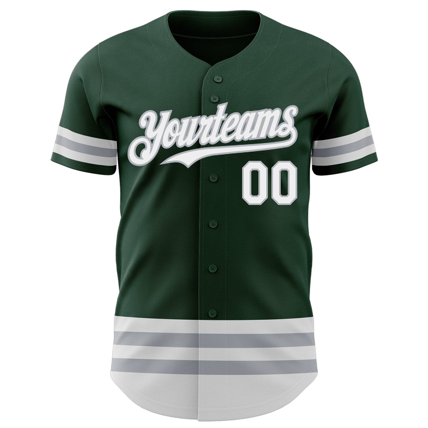 Custom Green White-Gray Line Authentic Baseball Jersey view 2