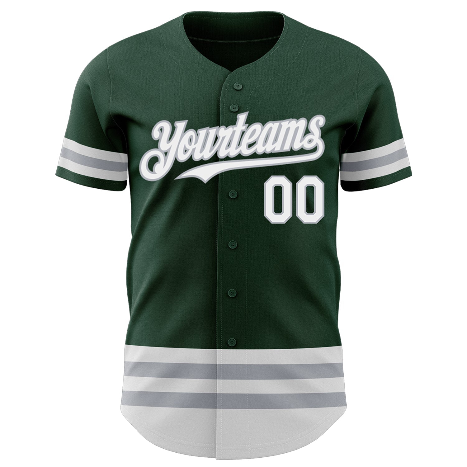 Custom Green White-Gray Line Authentic Baseball Jersey view 2