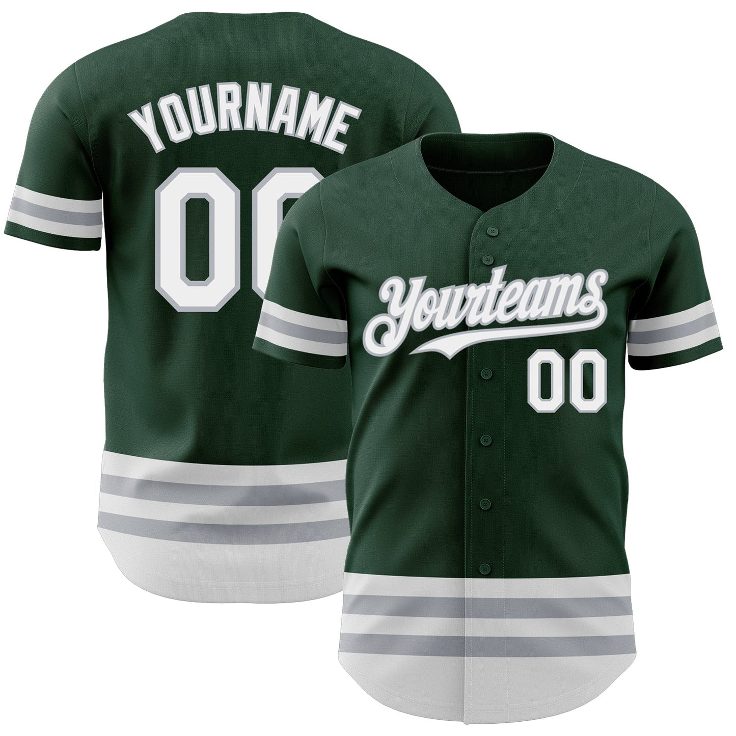 Custom Green White-Gray Line Authentic Baseball Jersey - Main View