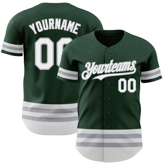 Custom Green White-Gray Line Authentic Baseball Jersey - Main View