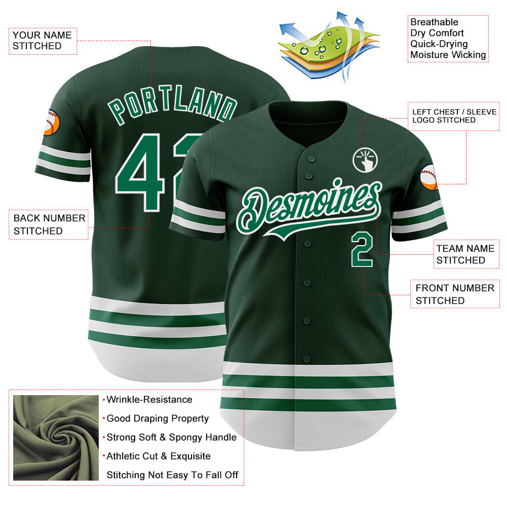 Custom Green Kelly Green-White Line Authentic Baseball Jersey view 3