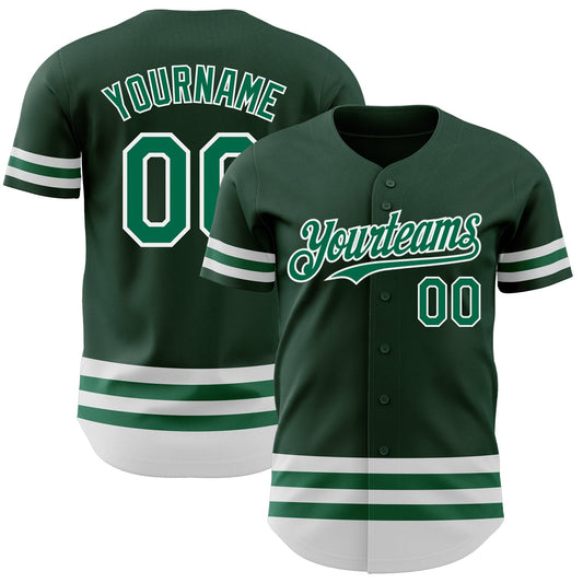 Custom Green Kelly Green-White Line Authentic Baseball Jersey - Main View