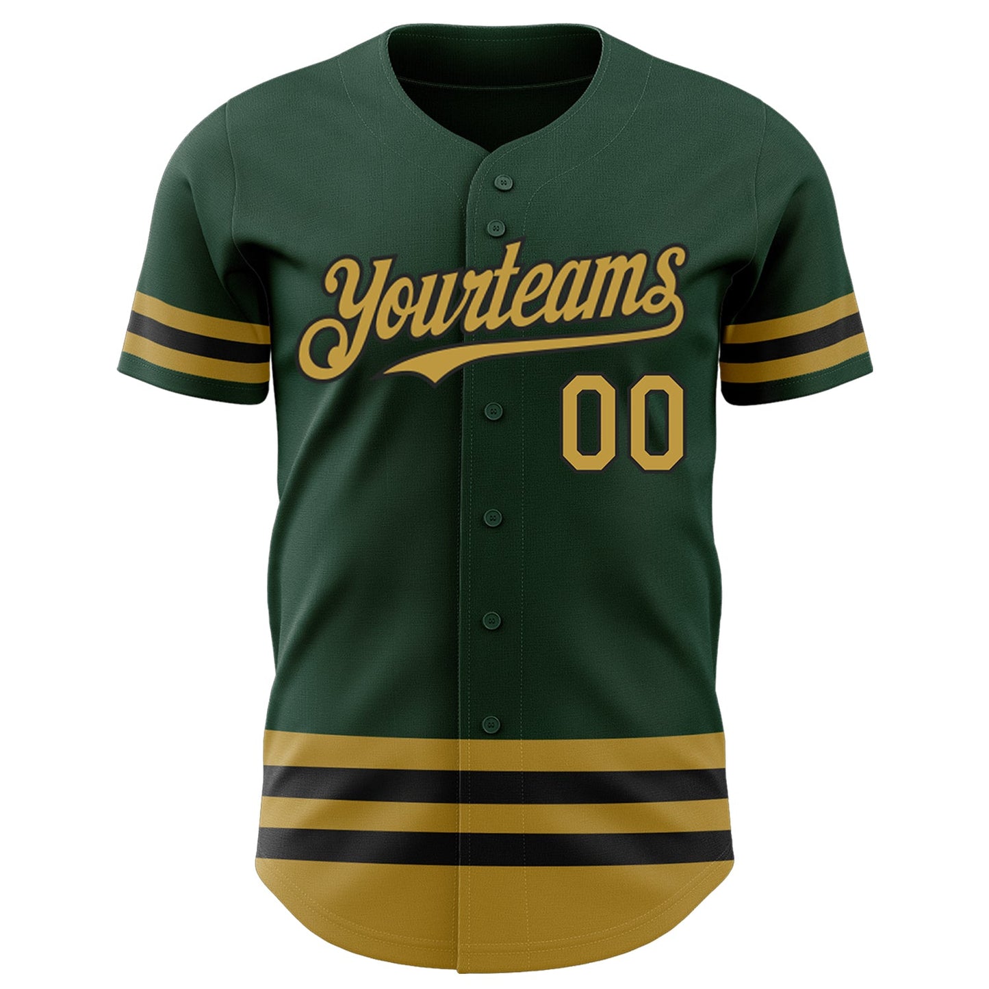 Custom Green Old Gold-Black Line Authentic Baseball Jersey view 2