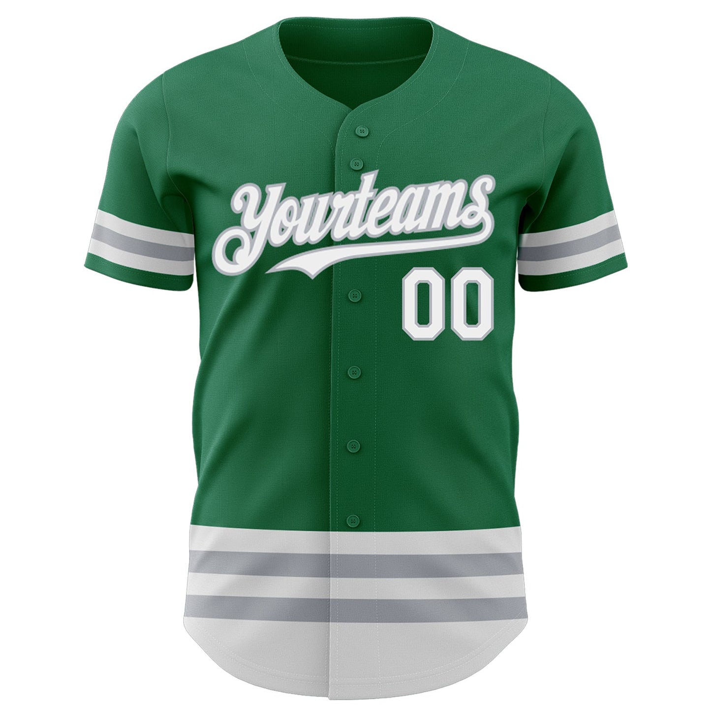 Custom Kelly Green White-Gray Line Authentic Baseball Jersey view 2