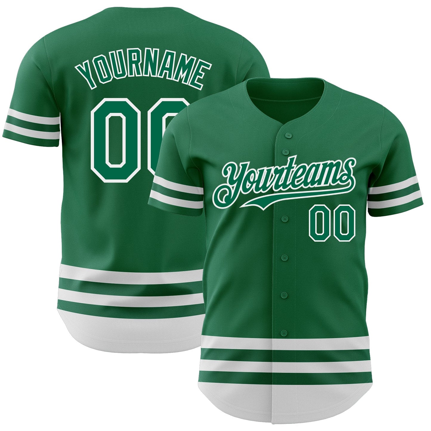 Custom Kelly Green White Line Authentic Baseball Jersey - Main View