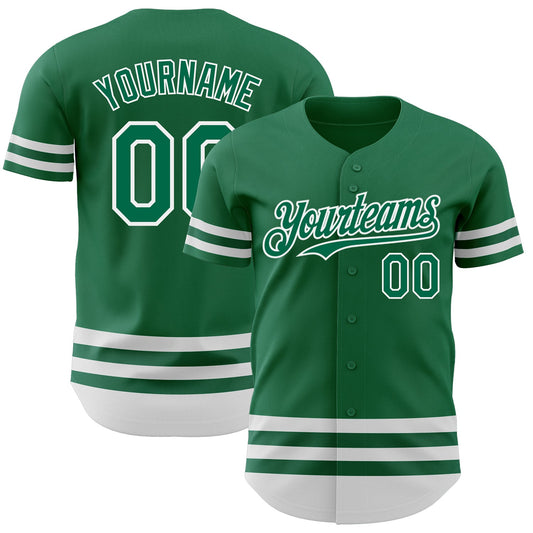 Custom Kelly Green White Line Authentic Baseball Jersey - Main View
