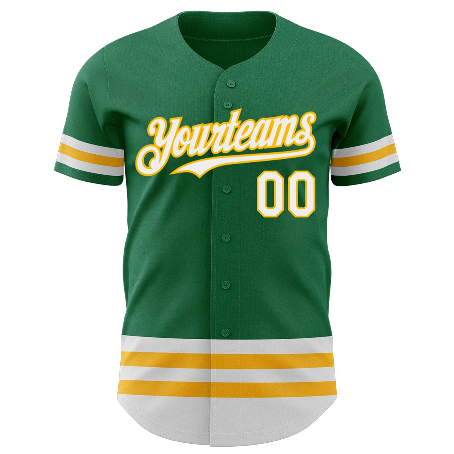 Custom Kelly Green White-Gold Line Authentic Baseball Jersey view 2