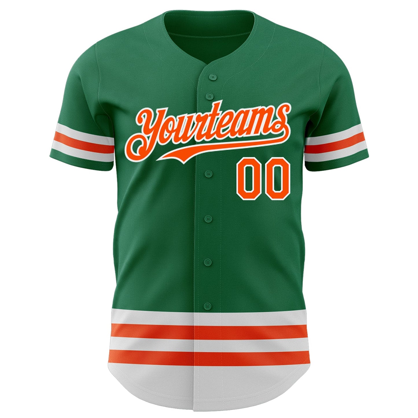Custom Kelly Green Orange-White Line Authentic Baseball Jersey view 2