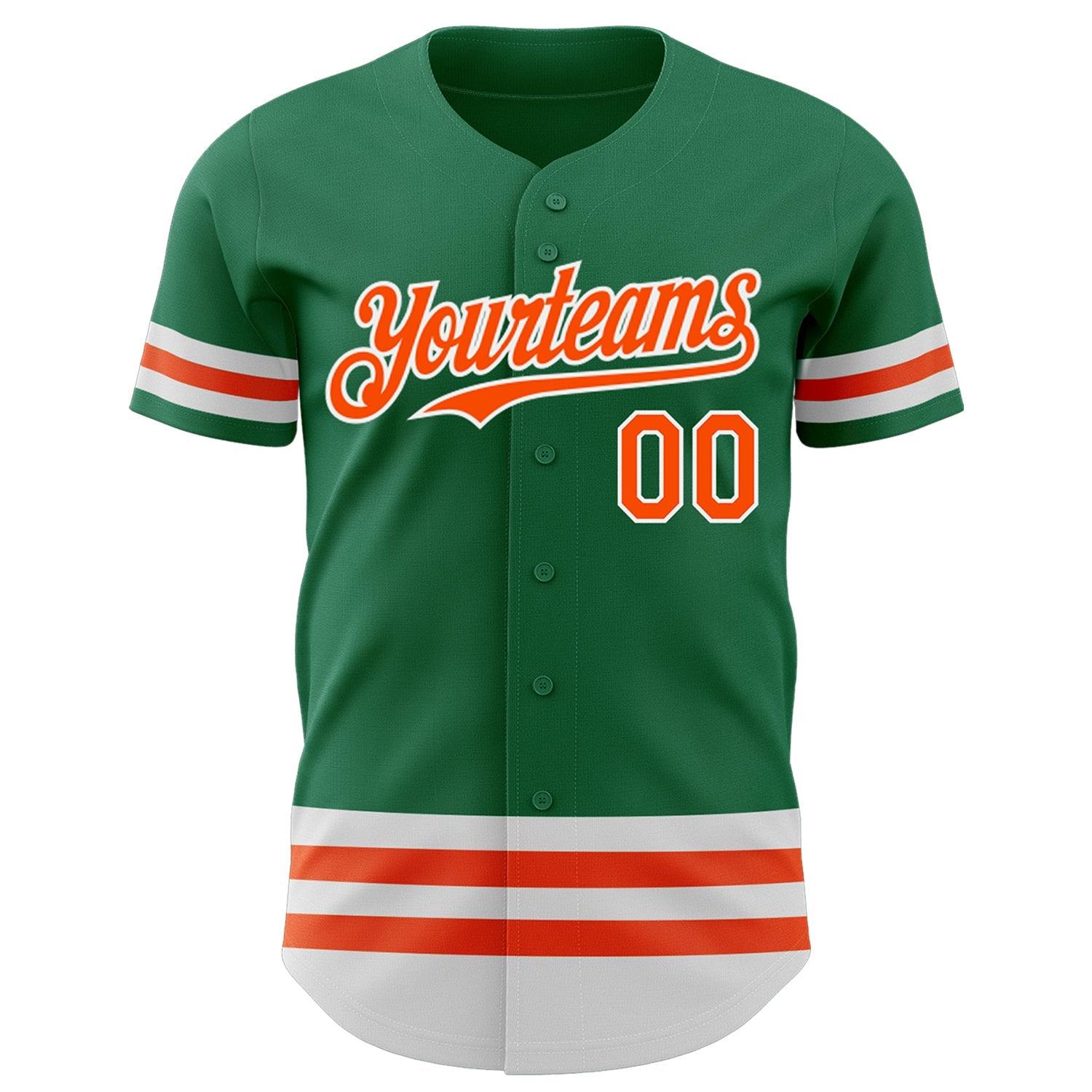 Custom Kelly Green Orange-White Line Authentic Baseball Jersey view 2
