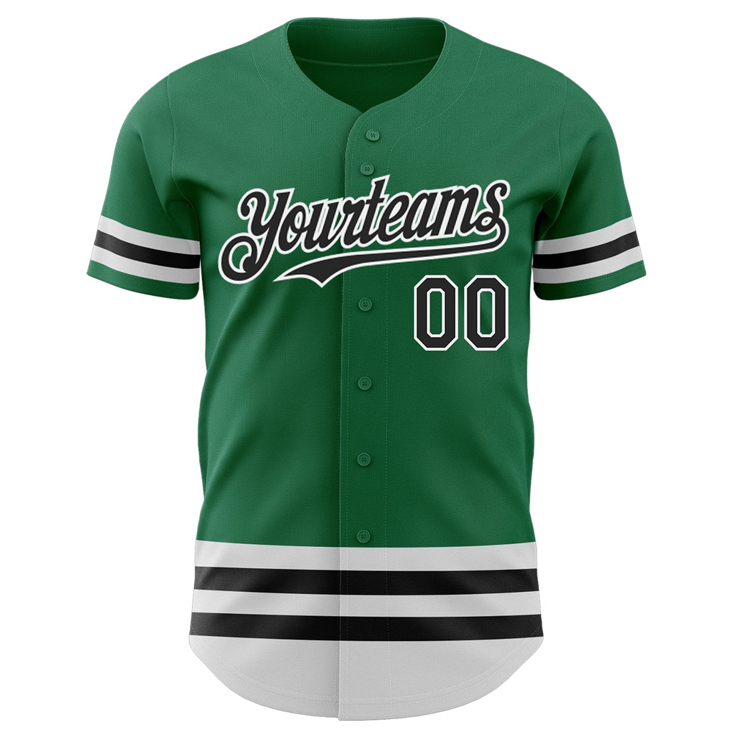 Custom Kelly Green Black-White Line Authentic Baseball Jersey view 2