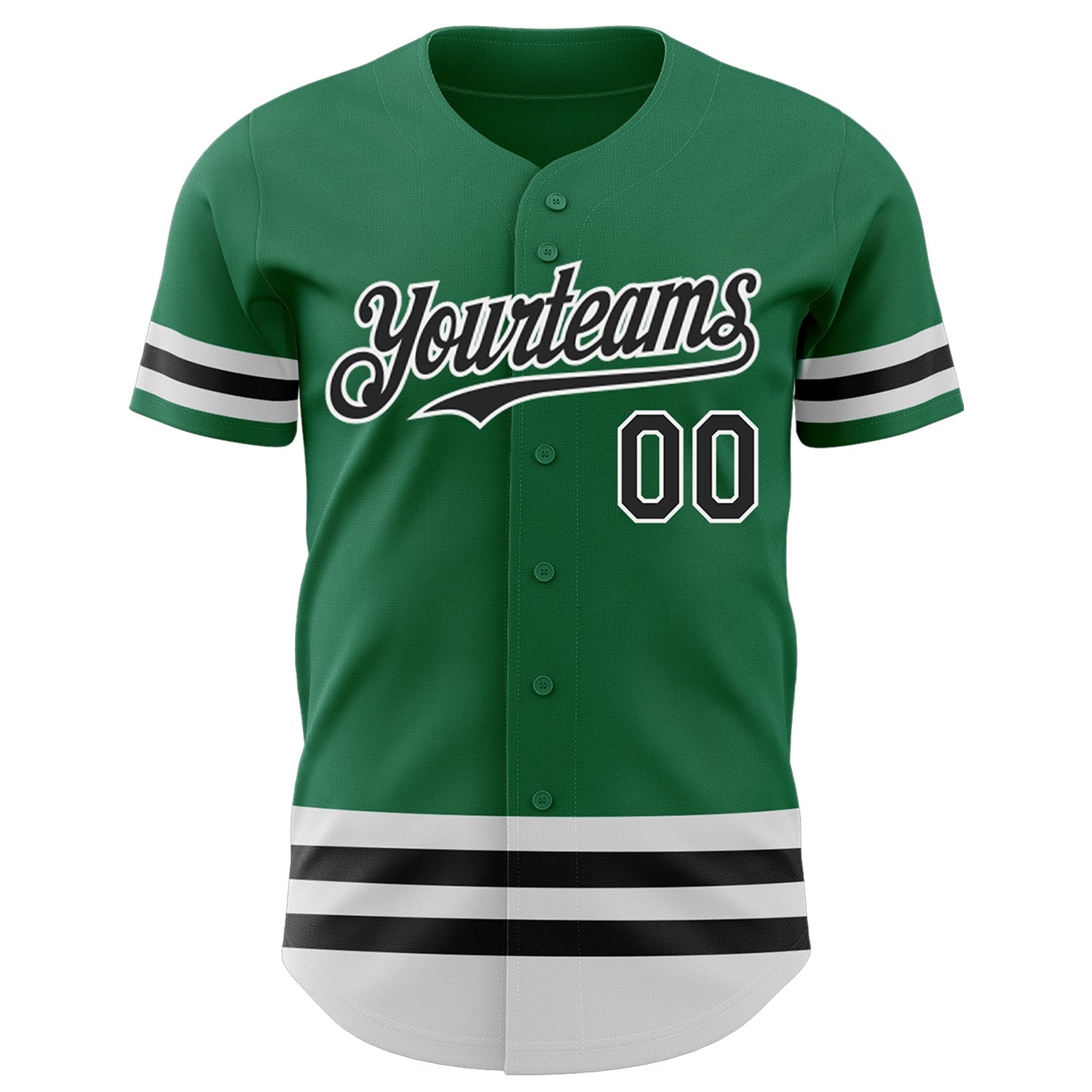 Custom Kelly Green Black-White Line Authentic Baseball Jersey view 2