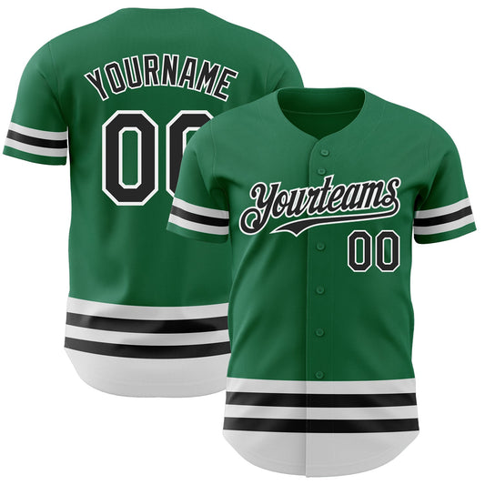 Custom Kelly Green Black-White Line Authentic Baseball Jersey - Main View