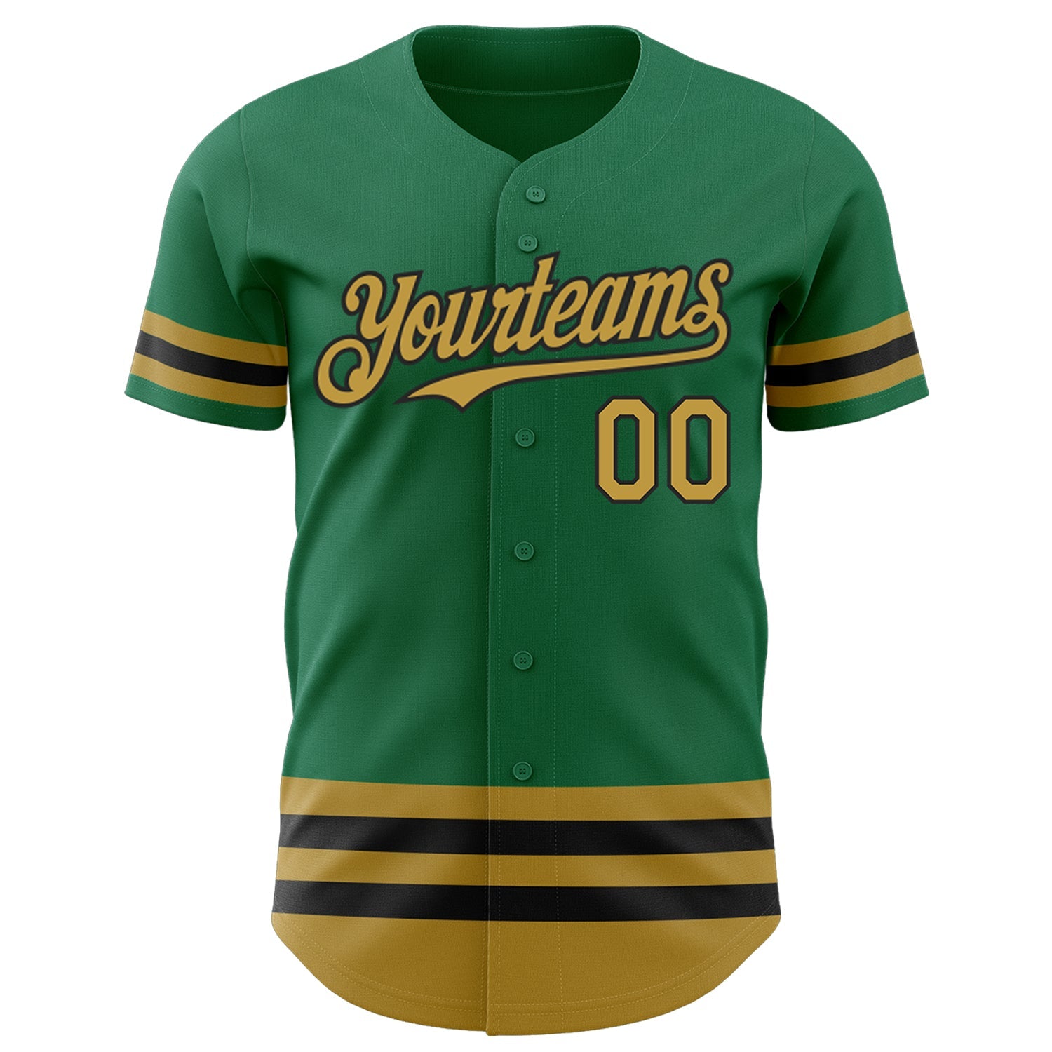 Custom Kelly Green Old Gold-Black Line Authentic Baseball Jersey view 2