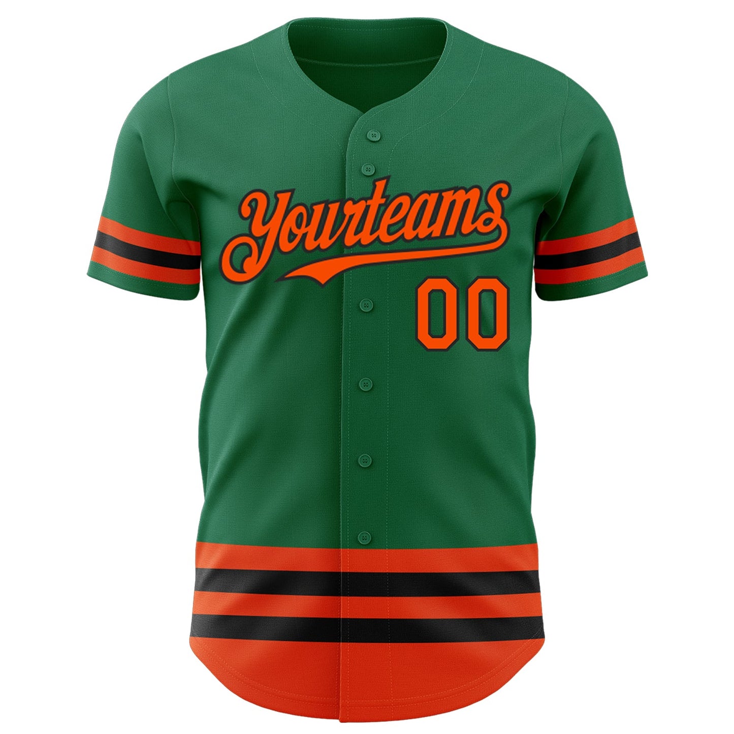 Custom Kelly Green Orange-Black Line Authentic Baseball Jersey view 2